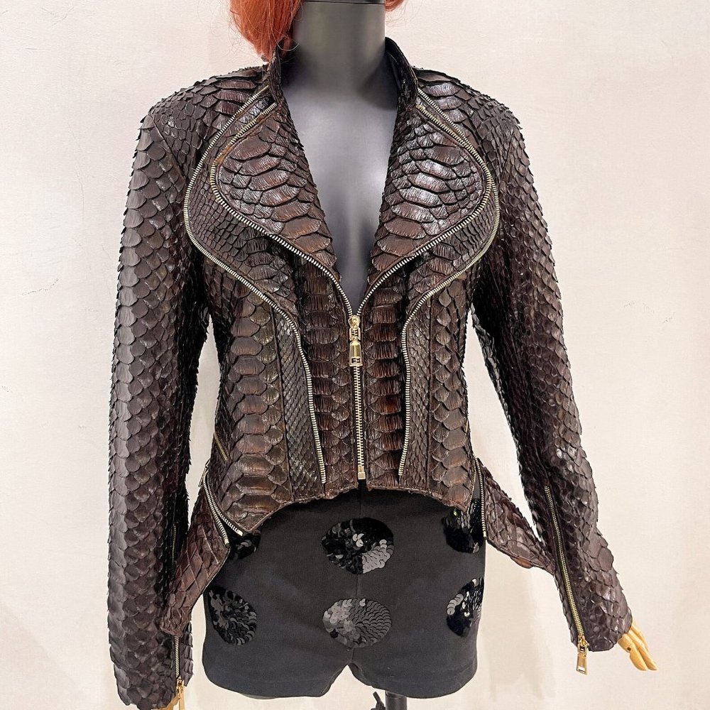 UNIQUE DESIGN Woman's King Dragon Python Leather Jacket